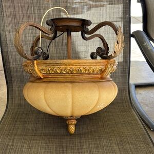 Vintage Gold and Brown Ceiling Light Fixture